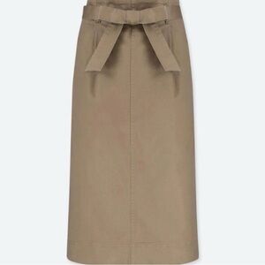 Uniqlo Tan Belted Midi Skirt